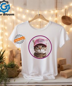 Childless Cat Ladies for Kamala Harris pink hat American flag shirt