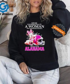 Never Underestimate A Woman Who Understands Football And Loves Alabama Crimson Tide x Minnie Mouse T Shirt