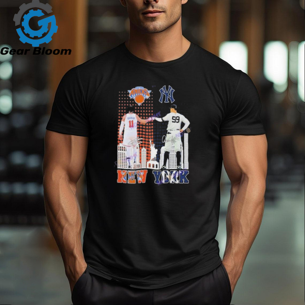 New York Knicks x New York Yankees Signature Unisex T Shirt New York Knicks x New York Yankees Signature Unisex T Shirt