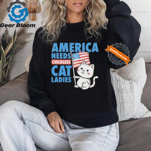 Official Kamala America Needs Childless Cat Ladies T Shirt