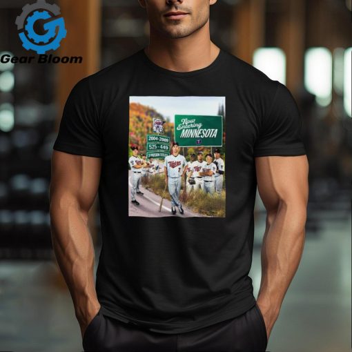 Official Minnesota Twins Now Entering 2004 2009 525 449 3 Division Titles T Shirt