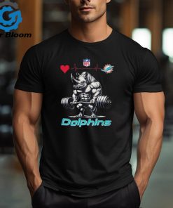 Official NFL Miami Dolphins Team Rhinoceros Powerlifting Funny t shirt