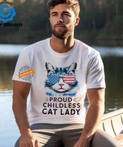 Official Proud childless cat lady usa flag democrat liberal T shirt