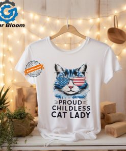 Official Proud childless cat lady usa flag democrat liberal T shirt