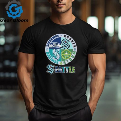 Official Seattle Sports Teams Logo 2024 Seahawks, Kraken, Mariners And Storm Shirt