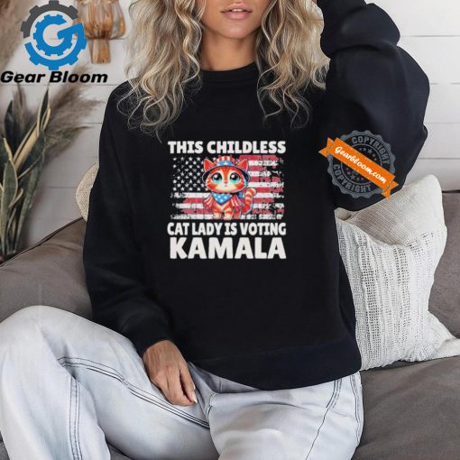 Official This Childless Cat Lady Is Voting Kamala Us Flag 2024 T Shirt