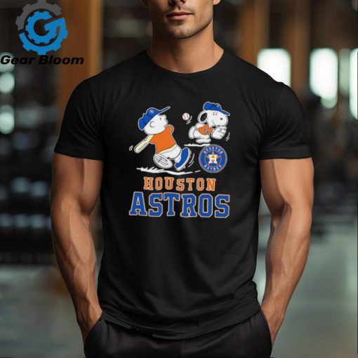 Peanuts charlie brown and snoopy playing baseball houston astros shirt