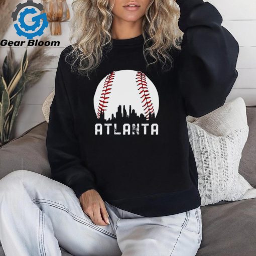 Vintage Atlanta Georgia Downtown Skyline Baseball T Shirt