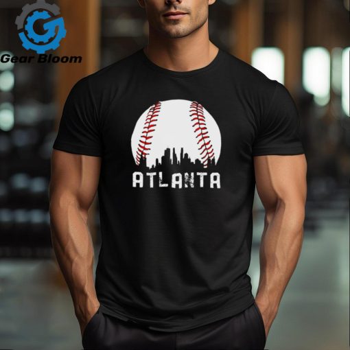 Vintage Atlanta Georgia Downtown Skyline Baseball T Shirt