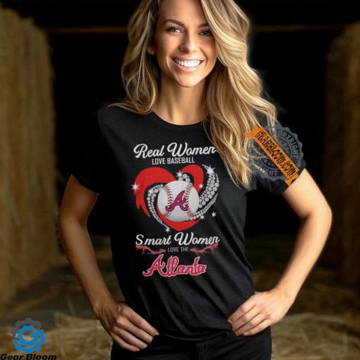 Atlanta Braves Real Women Love Baseball Smart Women Love The Atlanta Heart Diamonds Shirt