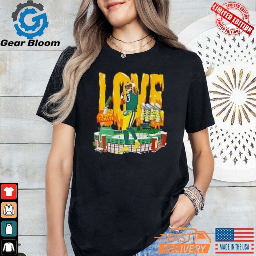 Jordan Love Green Bay Packers Title Town Stadium Shirt