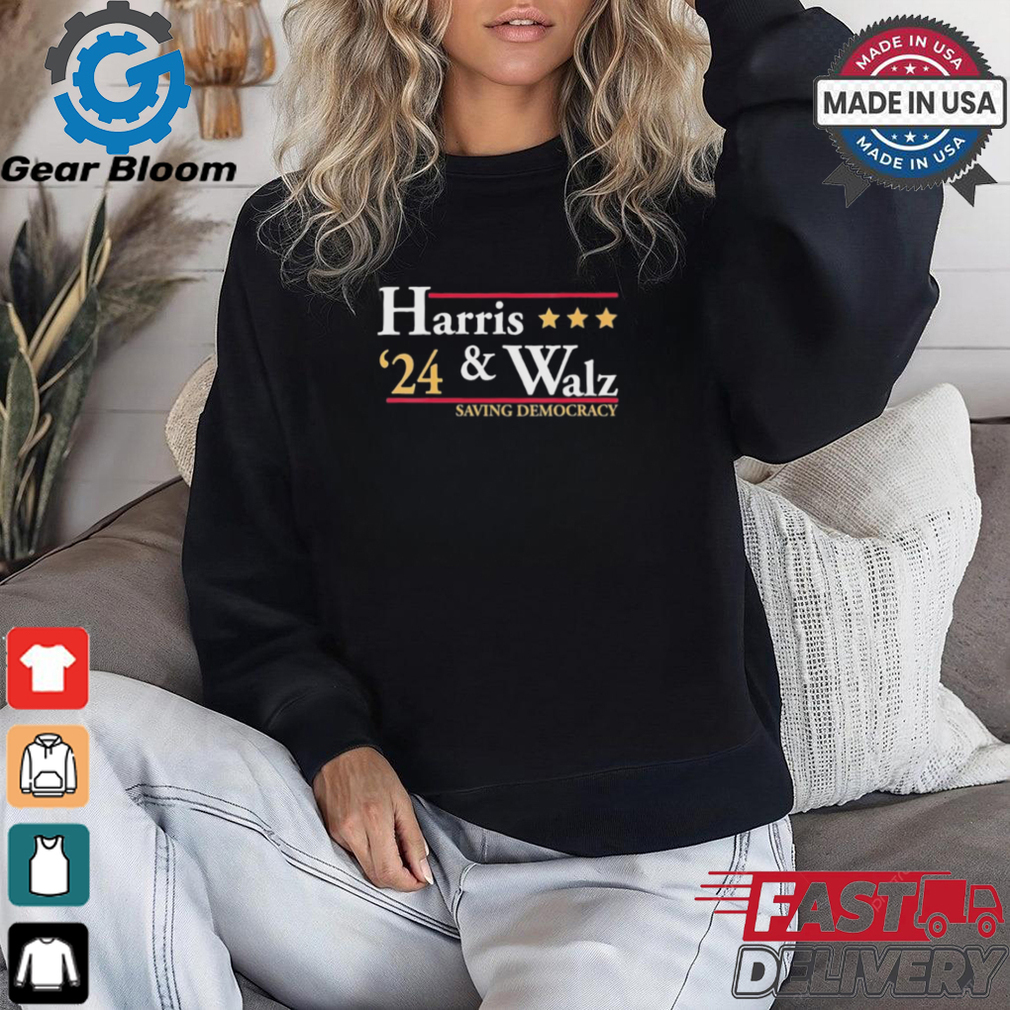Kamala Harris Tim Walz Saving Democracy Shirt Kamala Harris Tim Walz Saving Democracy Shirt