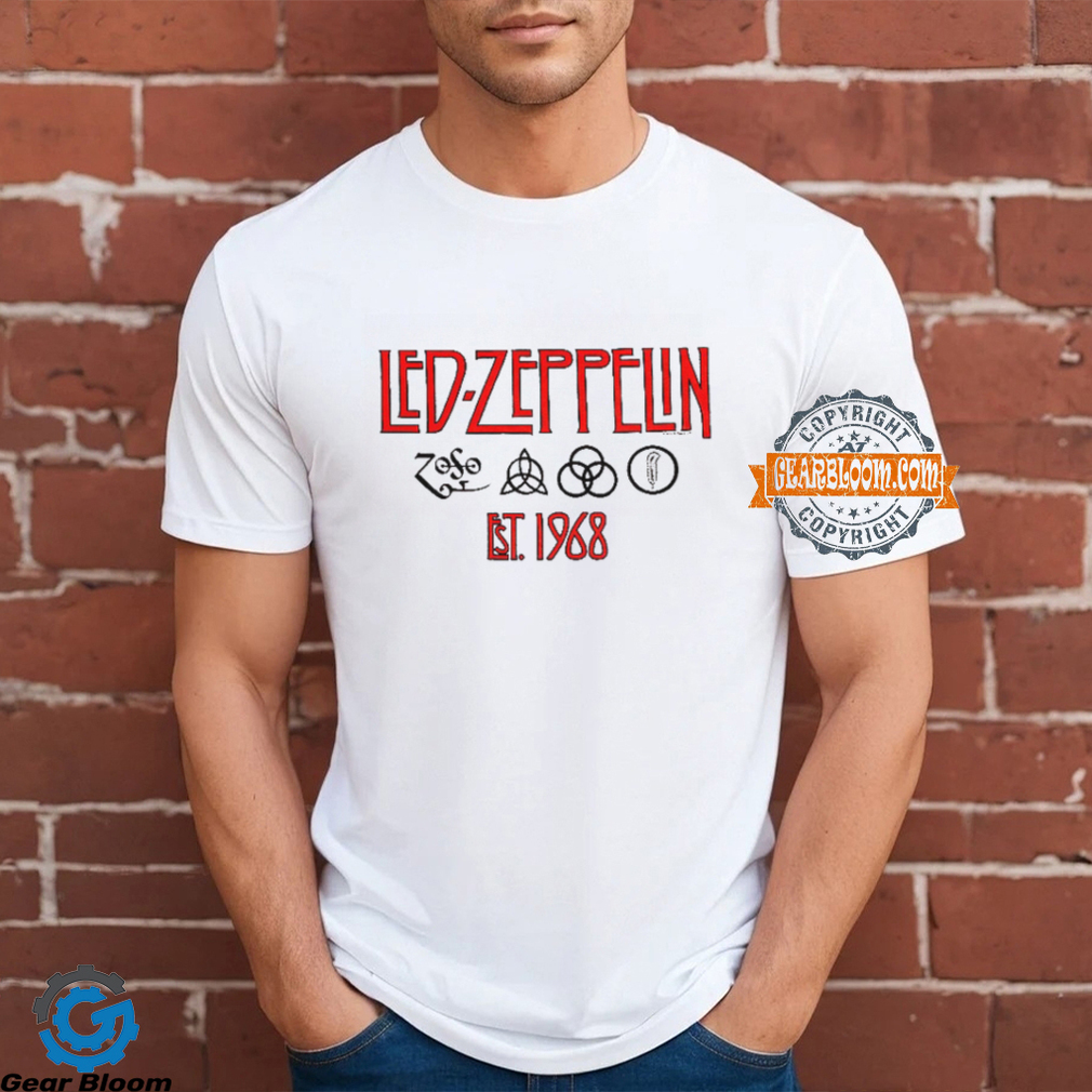 Led Zeppelin Symbols Est 68 Grey T Shirt Led Zeppelin Symbols Est 68 Grey T Shirt