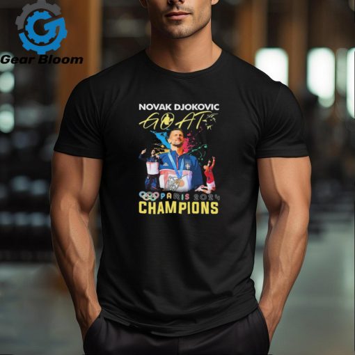 Official Novak Djokovic Goat Olympic Paris 2024 Champions Gold Medal signature t shirt