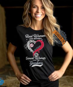 Real Women Love Baseball Smart Women Love The New York Yankees Let’s Go Yankees Heart Diamond Shirt