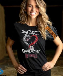 Real Women Love Baseball Smart Women Love The Washington Nationals Let’s Go Nationals Heart Diamond Shirt