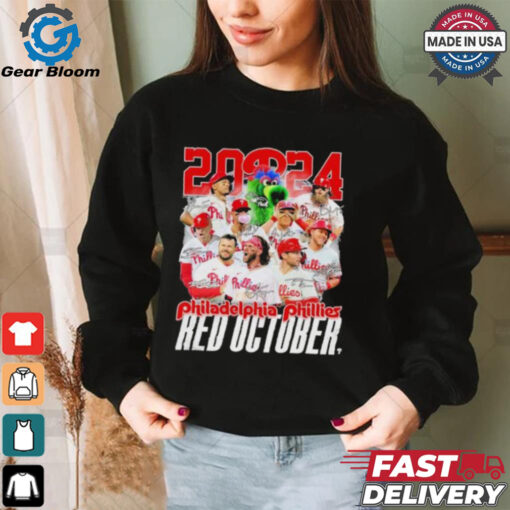 2024 Philadelphia Phillies Red October Team Signatures Shirt