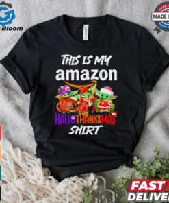 Baby Yoda Amazon This Is My Hallothanksmas Shirt