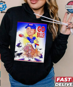 Buffalo Bills Josh Allen riding Buffalo go Bills beat Baltimore Ravens shirt