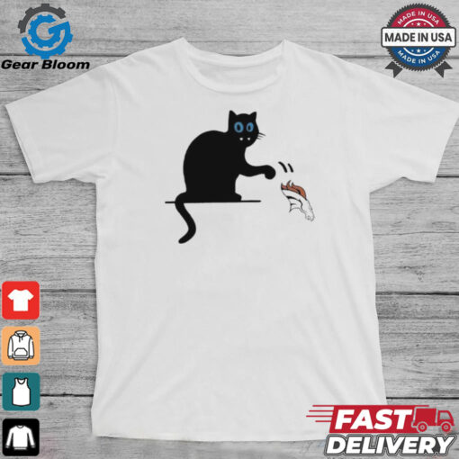 Carolina Panthers black cat push Denver Broncos logo shirt