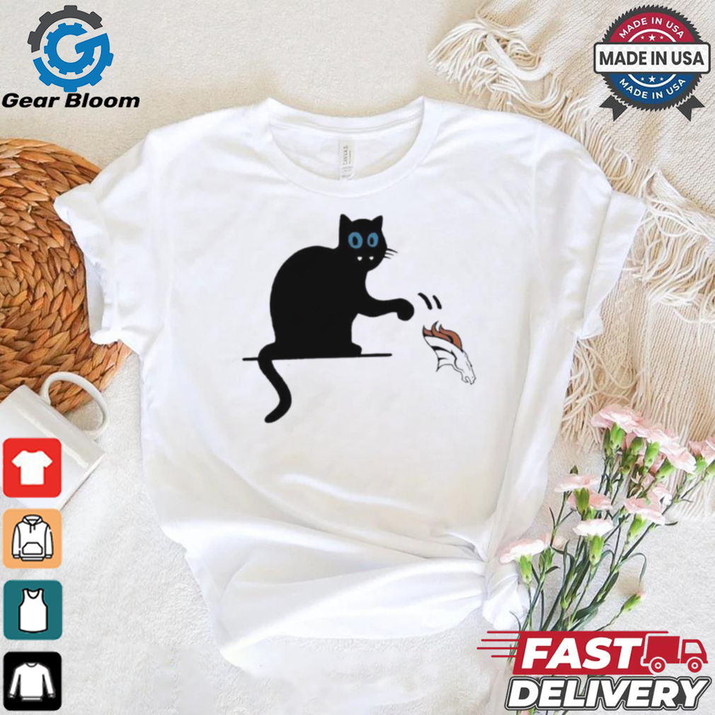 Carolina Panthers black cat push Denver Broncos logo shirt Carolina Panthers black cat push Denver Broncos logo shirt
