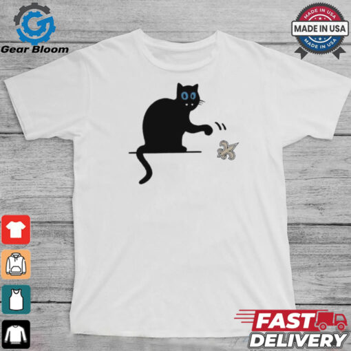 Carolina Panthers black cat push New Orleans Saints logo shirt
