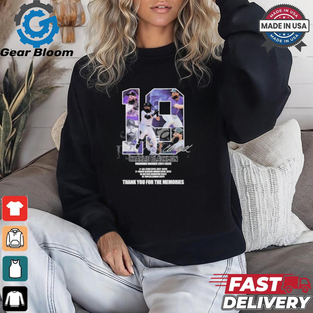 Charlie Blackmon Colorado Rockies 2011 2024 Thank You For The Memories Shirt Charlie Blackmon Colorado Rockies 2011 2024 Thank You For The Memories Shirt