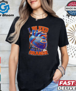 Chicago Bears I bleed bears blue and orange heart shirt