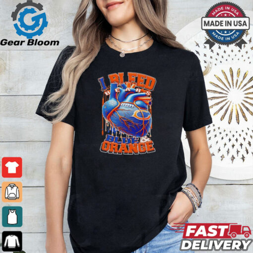 Chicago Bears I bleed bears blue and orange heart shirt