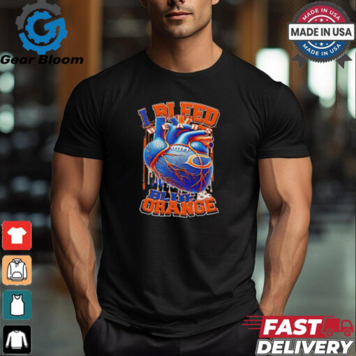 Chicago Bears I bleed bears blue and orange heart shirt