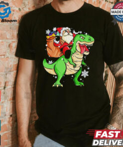 Christmas Trex Dinosaur Santa Claus Riding Trex Xmas Shirt