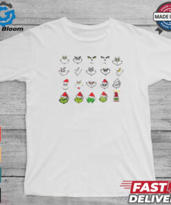 Christmas grinch face santa hat art shirt