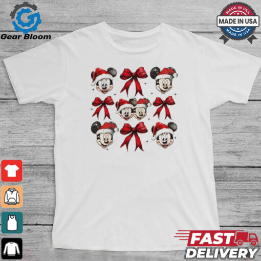 Christmas mouse Mickey Santa coquette bow shirt