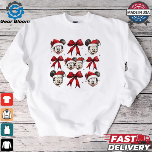 Christmas mouse Mickey Santa coquette bow shirt