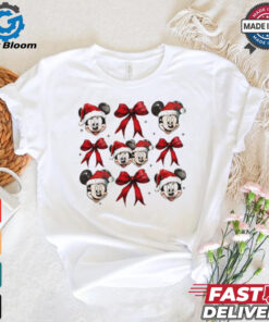 Christmas mouse Mickey Santa coquette bow shirt