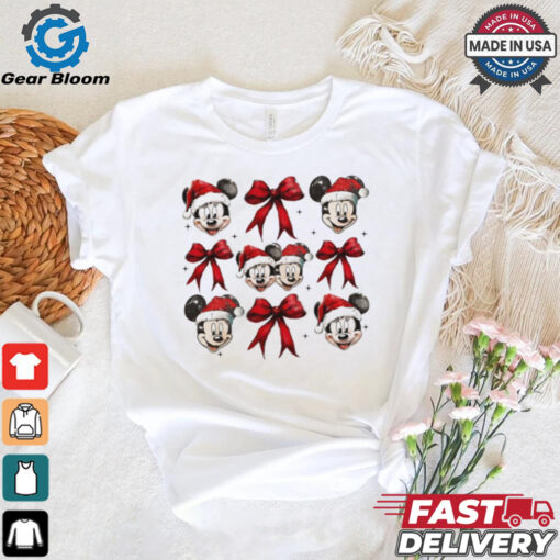 Christmas mouse Mickey Santa coquette bow shirt