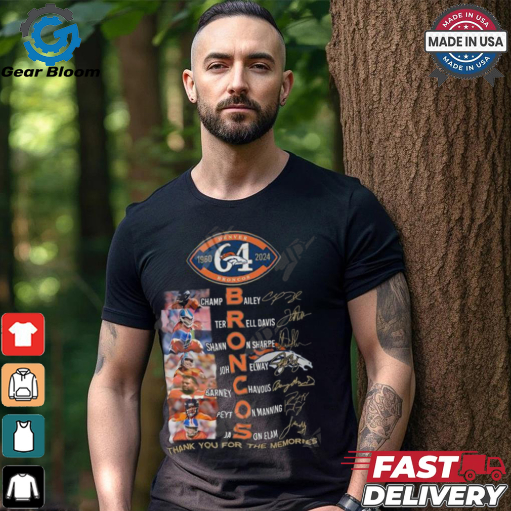 Denver Broncos 64 Years Of 1960 2024 Thank You For The Memories T Shirt Denver Broncos 64 Years Of 1960 2024 Thank You For The Memories T Shirt