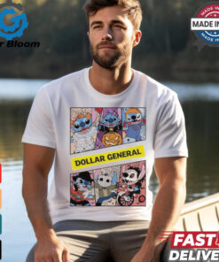 Design Halloween Horror Stitch Characters X Dollar General Logo Shirt