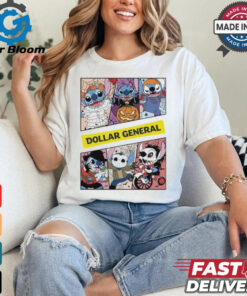 Design Halloween Horror Stitch Characters X Dollar General Logo Shirt