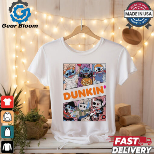 Design Halloween Horror Stitch Characters X Dunkin’ donuts Logo Shirt