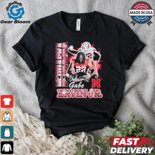 Gabe Ervin Jr Nebraska Cornhuskers signature retro graphic T shirt