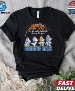 Geelong Cats x Bluey Characters Walking Fall It’S The Most Wonderful Time Of The Year Shirt