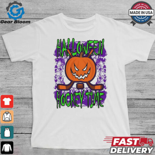 Halloween Hockey Time With Spooky Pumpkin shirt