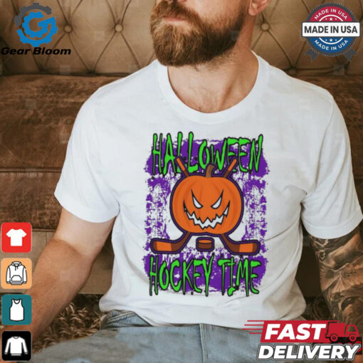 Halloween Hockey Time With Spooky Pumpkin shirt