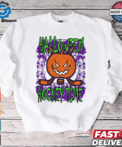 Halloween Hockey Time With Spooky Pumpkin shirt