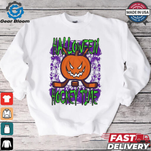 Halloween Hockey Time With Spooky Pumpkin shirt