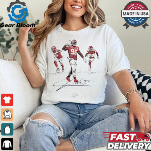 Kansas City Chiefs football team players signature sketches shirt