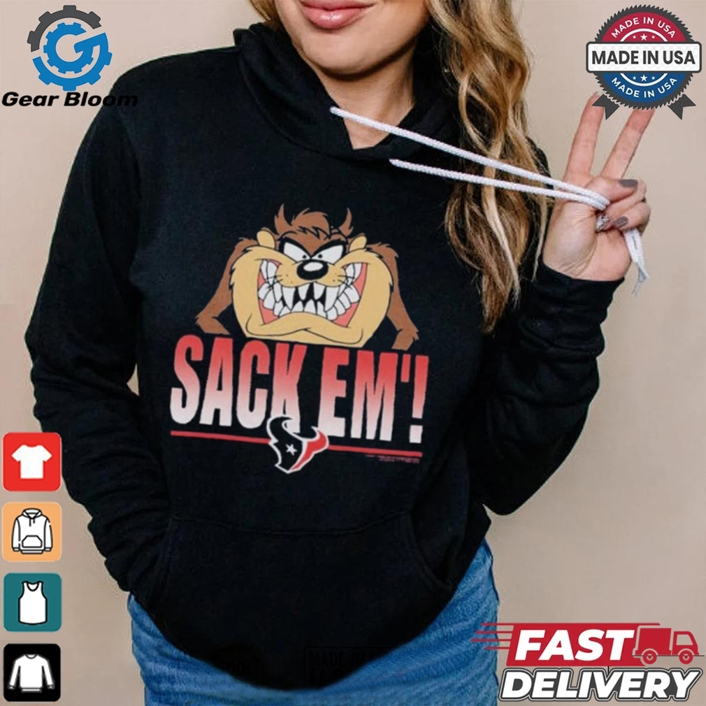 Looney Tunes Taz Tasmania Sack Em’ x Houston Texans T Shirts Looney Tunes Taz Tasmania Sack Em’ x Houston Texans T Shirts
