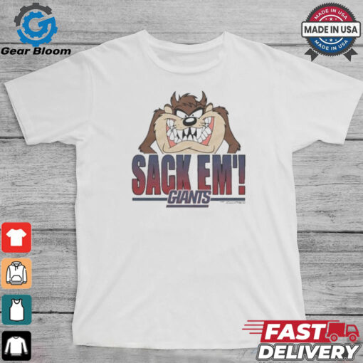 Looney Tunes Taz Tasmania Sack Em’ x New York Giants T Shirts