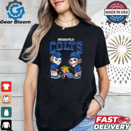 Michael Myers And Billy The Puppet X Indianapolis Colts Pee On NFL Teams Halloween Shirt